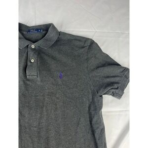 Polo Ralph Lauren Gray Polo Shirt Purple‎ Logo Mens Size XL Short Sleeve